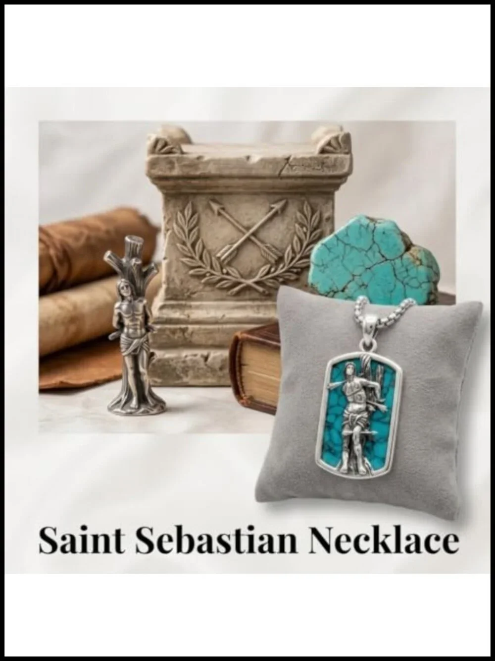 Saint Sebastian Pendant Necklace Stainless Steel Chain Patron Saint Amulet